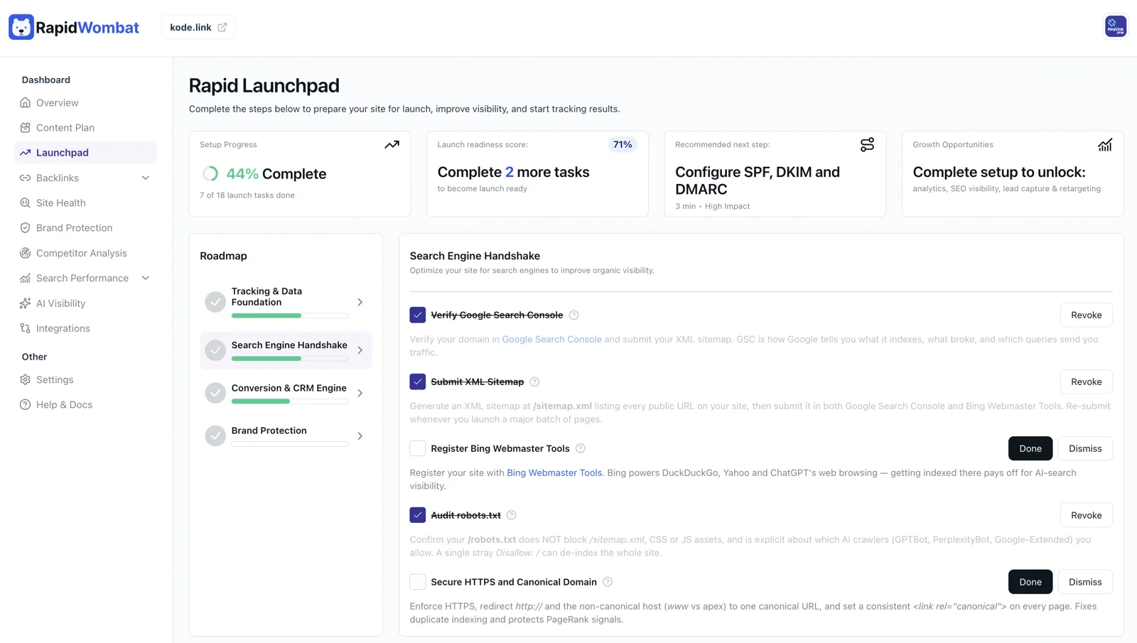 The Search Engine Handshake tasks in the Launchpad